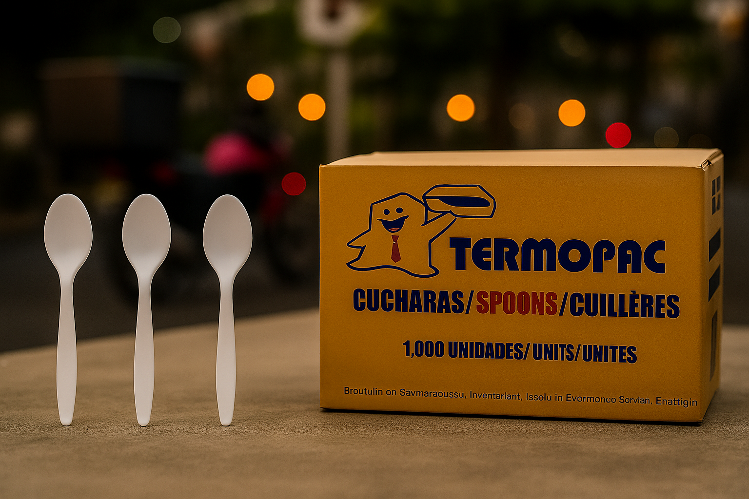 Cuchara plástico blanco